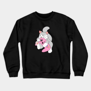 Gamer Cat Pink Crewneck Sweatshirt